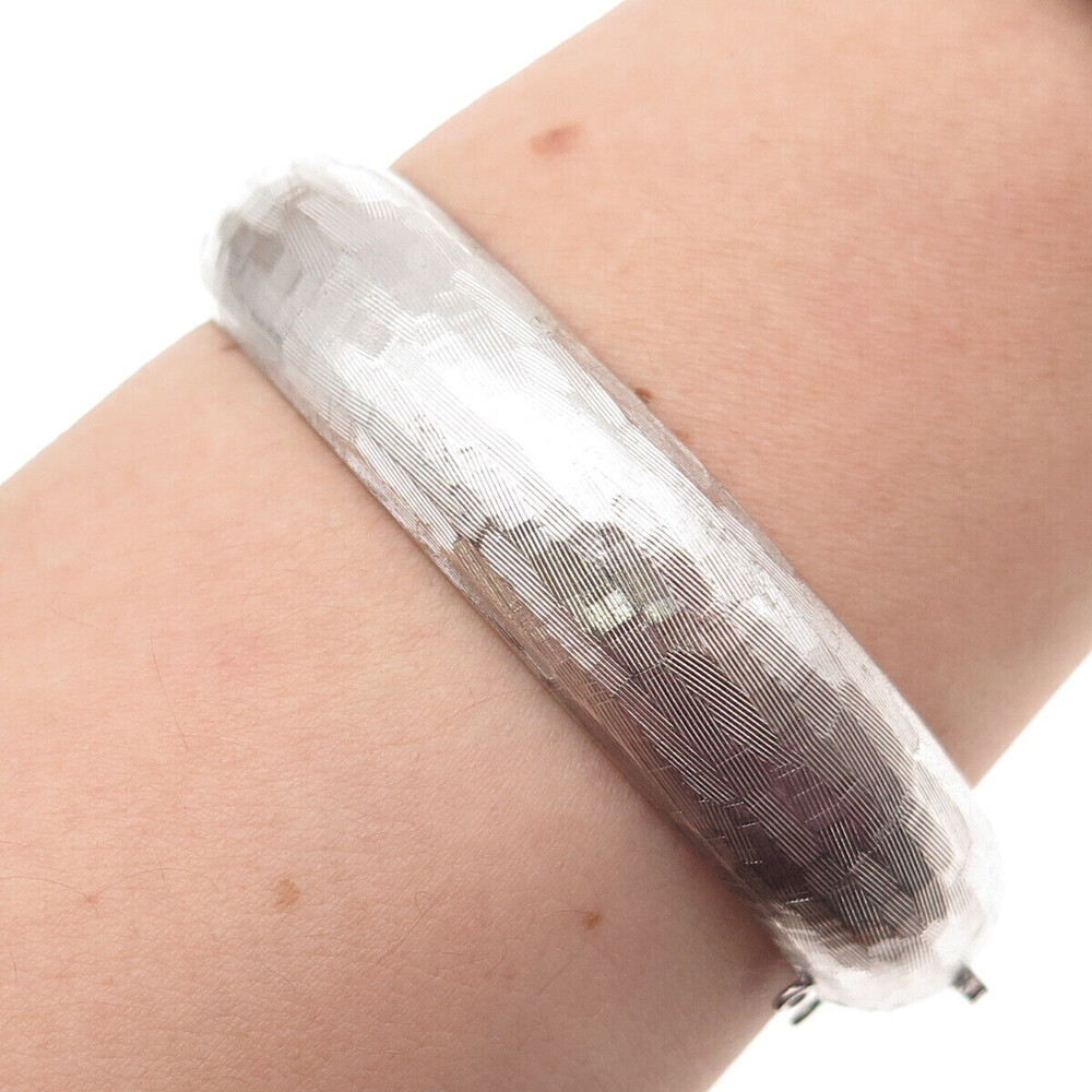 Hayward 925 Sterling Silver Vintage Brushed Bangle Bracelet 7"